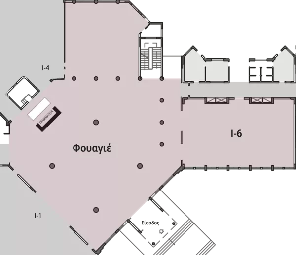 Κάτοψη φουαγιέ ισογείου και αίθουσας Ι.6